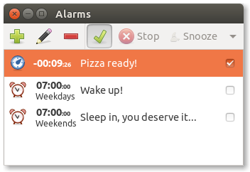 Alarm Applet Main Window