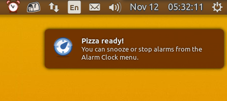 Alarm notification bubble